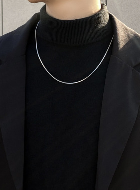 2025秋冬新款钛钢链项链方蛇骨链项链男潮轻奢小众链条毛衣链