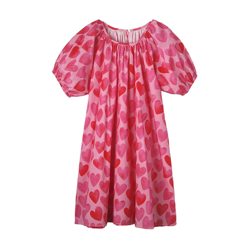 2025新款女童连衣裙儿童夏季裙子韩版洋气宝宝夏装碎花爱心公主裙