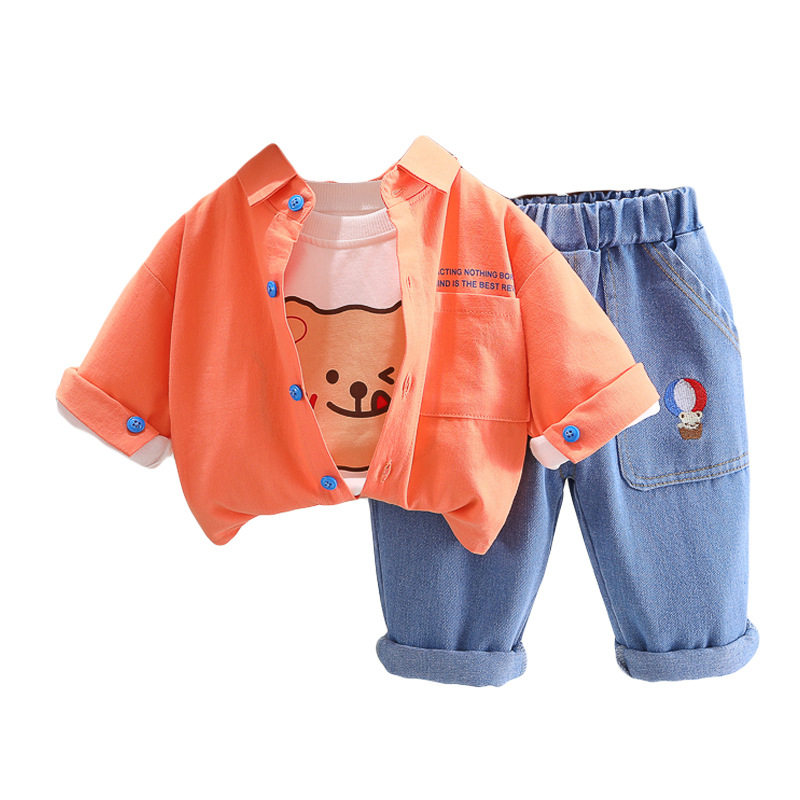 男童装卡通春装套装2023年新款洋气儿童宝宝衬衣三件套潮,童装/婴儿装/亲子装,儿童运动套装,淘宝优惠券,粉丝福利购,淘宝优惠卷