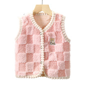新款 马甲外穿 儿童加绒马甲男童保暖背心柔软内穿秋冬女童坎肩开衫