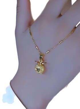 新款钛钢苹果吊坠项链女轻奢感时尚百搭气质平安苹果锁骨链项