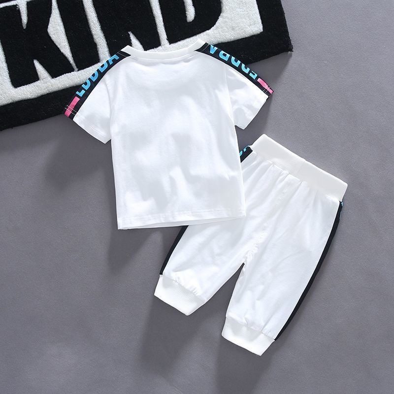 夏季儿童纯棉短袖套装男女宝宝两件套婴幼儿黑白色卡通外出服可爱,童装/婴儿装/亲子装,儿童运动套装,淘宝优惠券,粉丝福利购,淘宝优惠卷