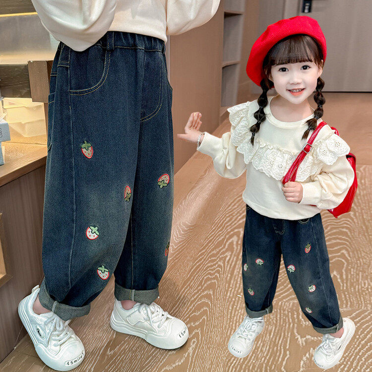 女童牛仔裤2024春秋款儿童洋气女孩长裤中小童宽松宝宝外穿长裤子,童装/婴儿装/亲子装,儿童牛仔裤,淘宝优惠券,粉丝福利购,淘宝优惠卷