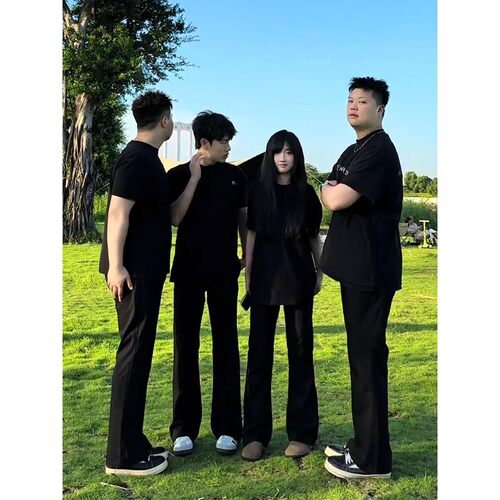 黑色高街柳叶弯刀男牛仔裤
