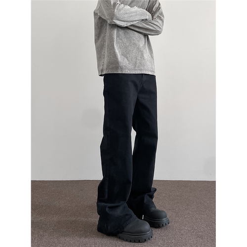 美式高街cleanfit基础黑色牛仔裤