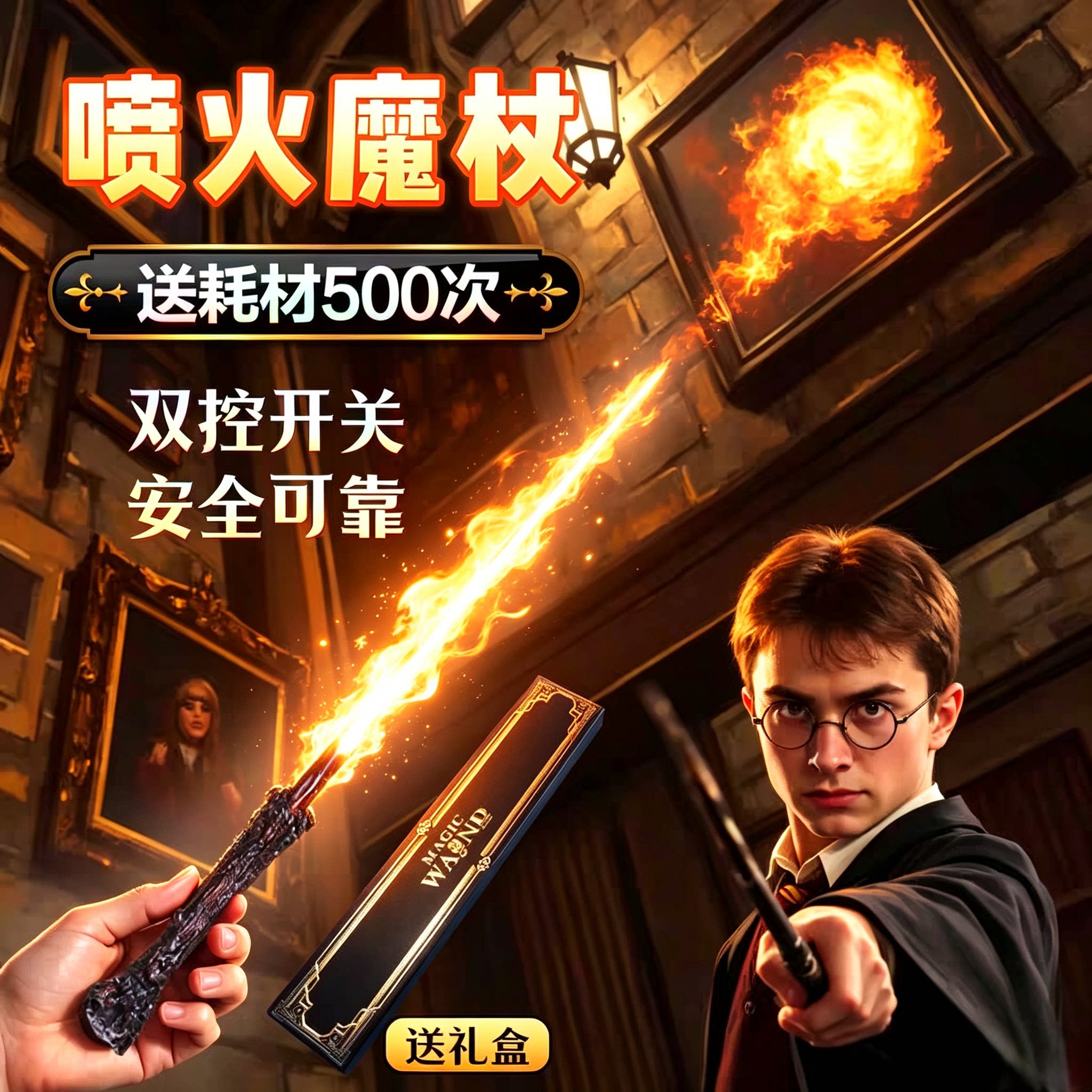 哈利波特魔杖可喷火魔术道具图片