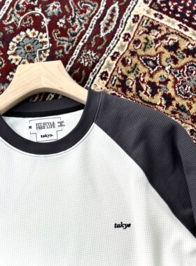 TAKYE 22AW 华夫格撞色圆领插肩长袖T恤 日系休闲流行