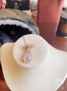 Big C{清仓捡漏 月光石吊坠锁骨链纯银镶嵌时尚百搭简约风格}