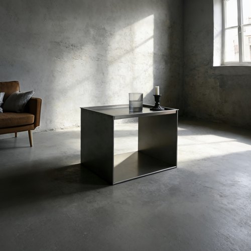 金属创意赛博朋克现代工业风设计感方几边几茶几咖啡桌方形桌子