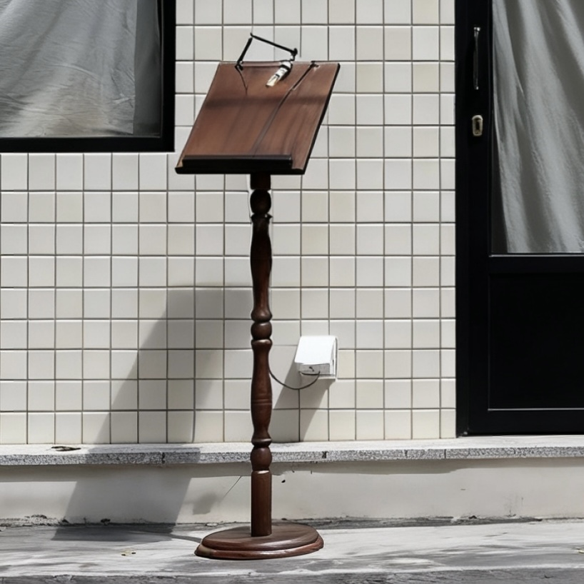 中古老木头实木琴谱架桌面高级感落地杂志菜单复古咖啡店招牌架子