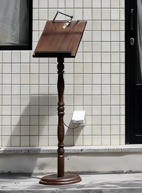 中古老实木头琴谱桌面高级感落地杂志菜单复古咖啡店招牌展示架子