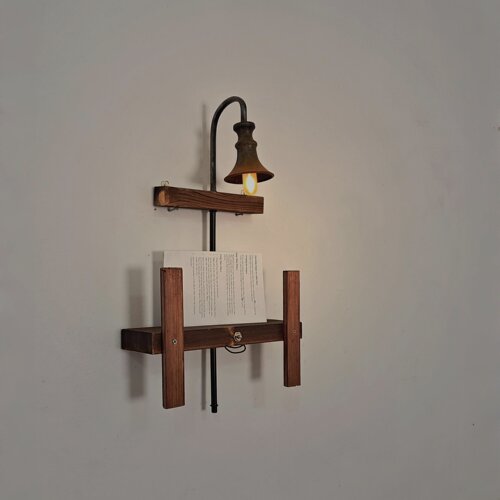 中古侘寂风复古民宿装饰氛围客厅卧室复古做旧木壁灯装饰日历挂架