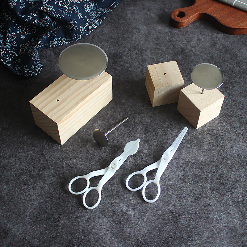 韩式不锈钢裱花钉奶油挤花托棒剪刀钉座木桩裱花烘焙蛋糕DIY套装