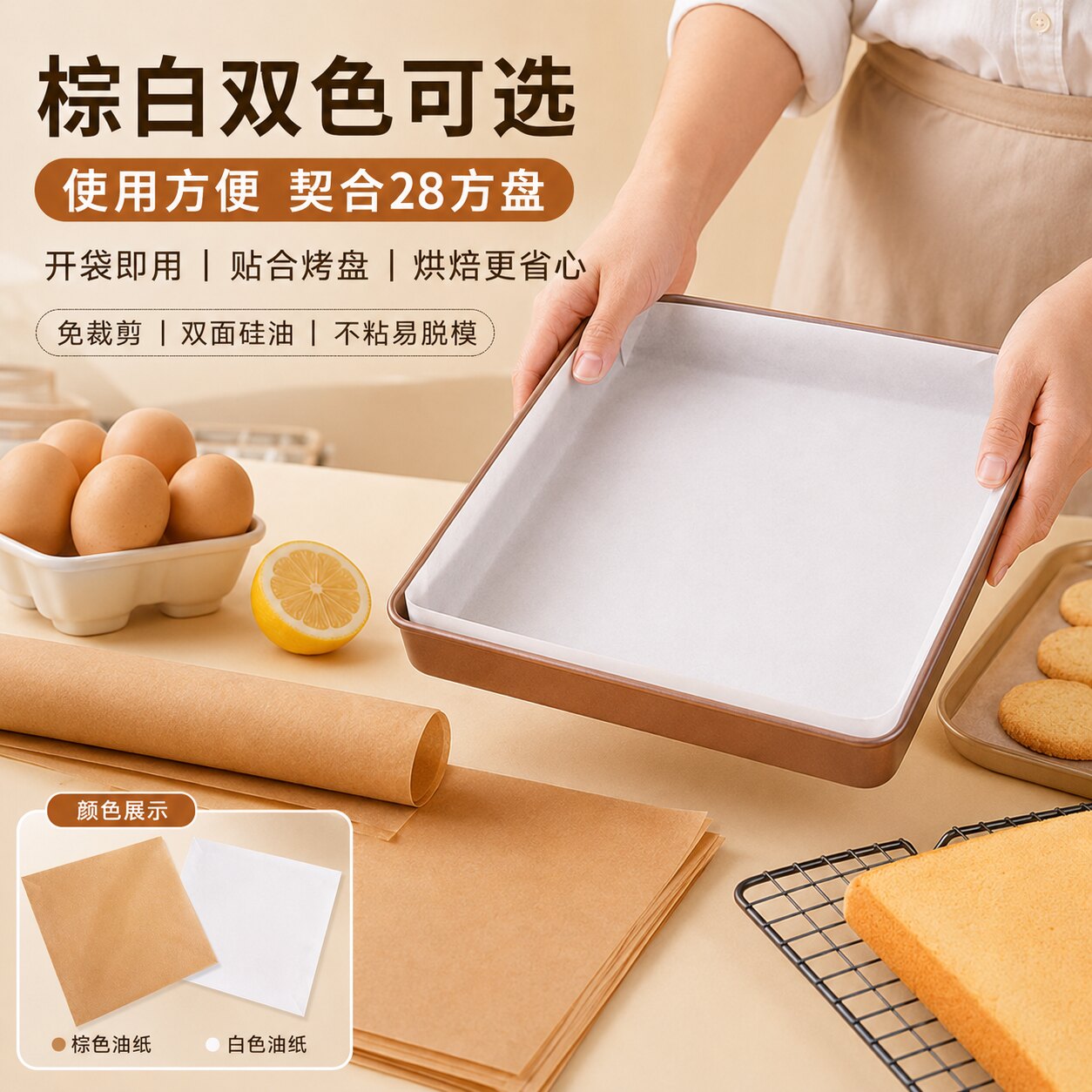 28方盘蛋糕脱模硅油纸图片