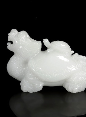 天然玉石龙龟摆件汉白玉母子龟