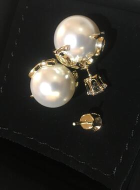 锆石纯银日韩风两用百搭珍珠耳钉