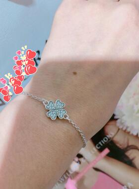 纯银韩版生日礼物四叶草手链