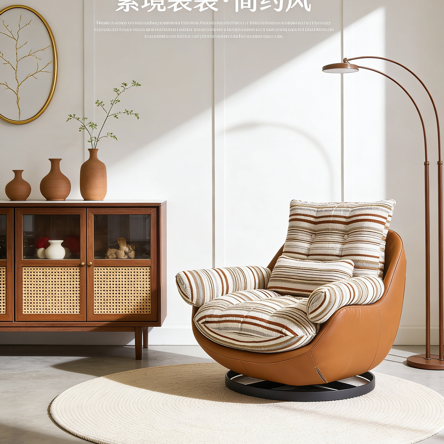 法式可拆洗小户型阳台客厅蓬松感可旋转懒人阅读单人位沙发休闲椅