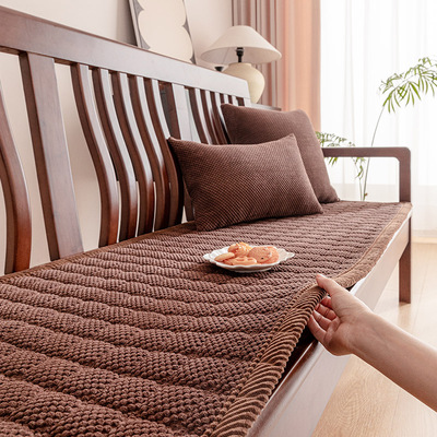 灯芯绒加厚红木沙发垫子四季通用防滑简约现代办公室红实木皮坐垫