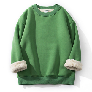 特价处理加绒加厚圆领无帽卫衣女秋冬韩版宽松大码女款无帽上衣潮