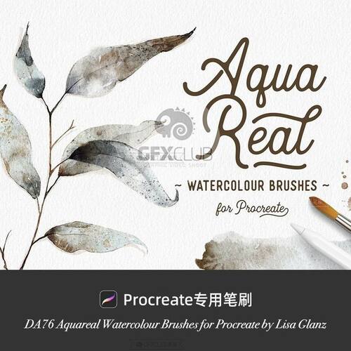 Procreate水彩风格38款晕染效果插画创作iPad绘画工具绘本素材包