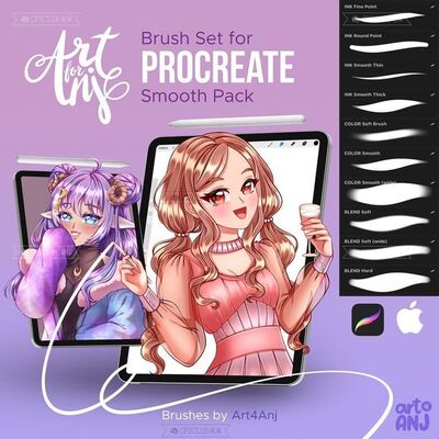 Procreate平涂混合10款插画创作上色着色iPad绘画工具绘本素材包