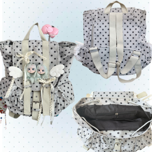 日光欲自制小众ins风波点少女双肩包女大容量休闲百搭通勤背包