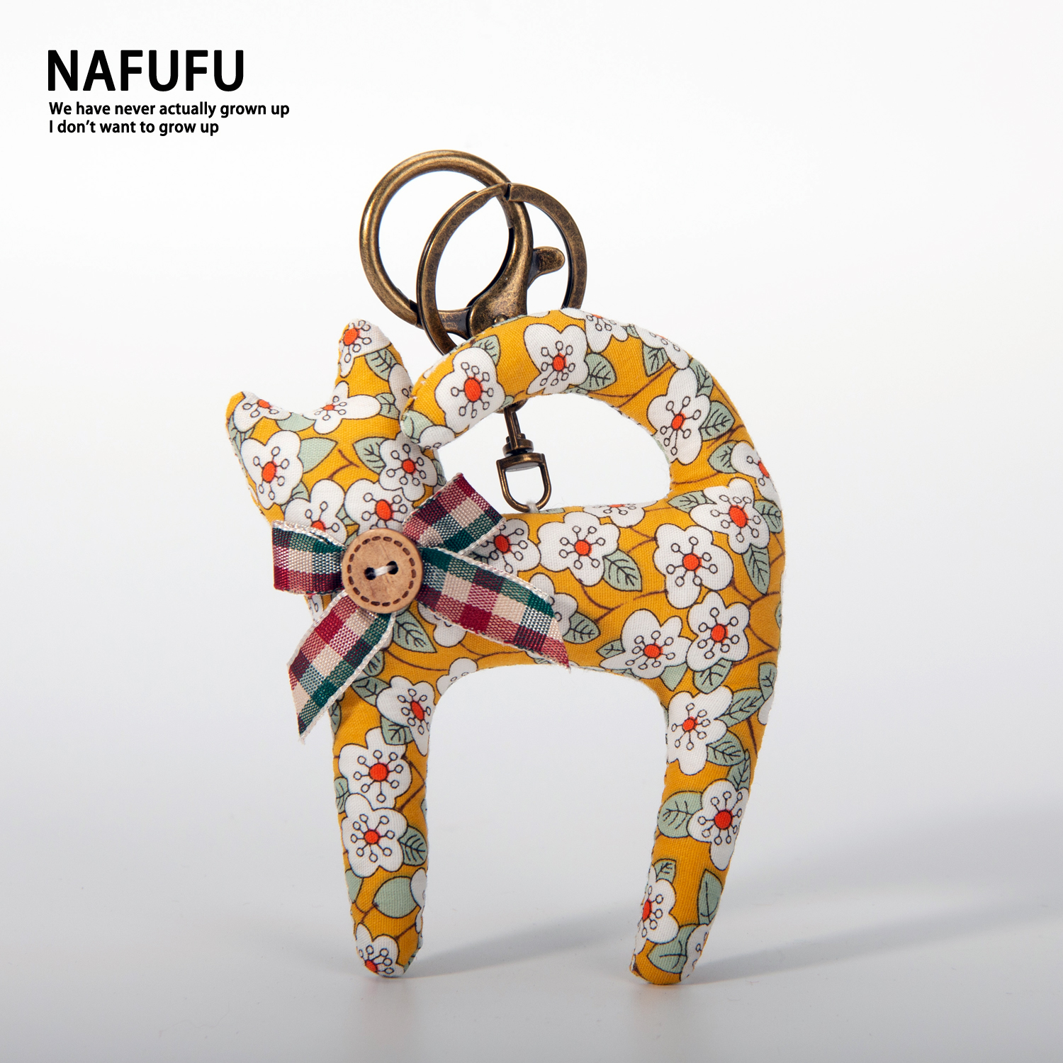 NAFUFU包包挂件复古手工娃娃玩偶车载抽象小猫咪中古布艺钥匙挂饰