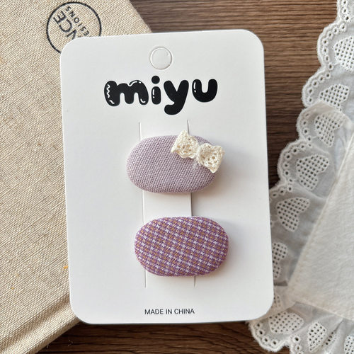 刺绣猫咪布艺发夹侧边碎发格纹女童儿童森系花朵碎花蝴蝶结发卡发