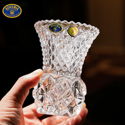 捷克原装进口BOHEMIA水晶玻璃床头柜小号单只插花瓶家用复古摆件