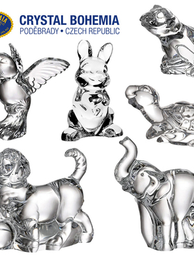 捷克原装BOHEMIA水晶玻璃动物北欧轻奢小象桌面饰品摆件生日送礼