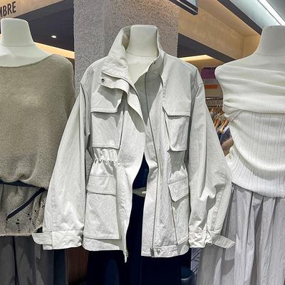 2025新款韩版宽松立领工装风衣外套女中长款休闲百搭夹克上衣