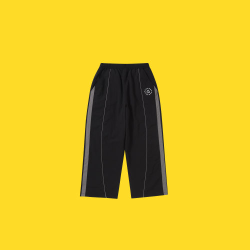 CANDYMADE秋季运动复古系列复古拼接运动黑色宽松长裤