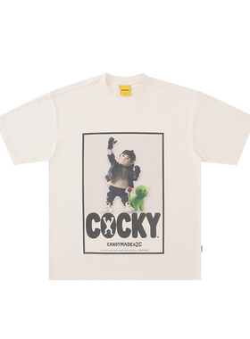 CANDYMADE X 2C联名夏季洛奇白墨直喷白色短袖T恤上衣