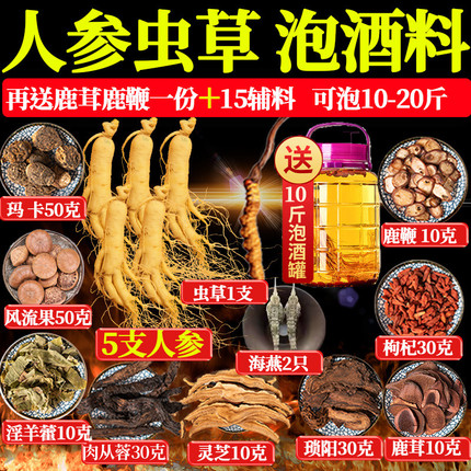 泡酒药材专用男士人参十全套装泡酒材料肾配方药酒补鹿鞭泡酒料包