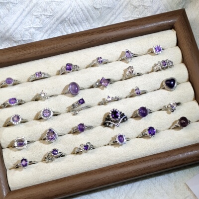 地脉拾光｜天然水晶戒指紫色系紫水晶合集活口小众时尚轻奢饰品女