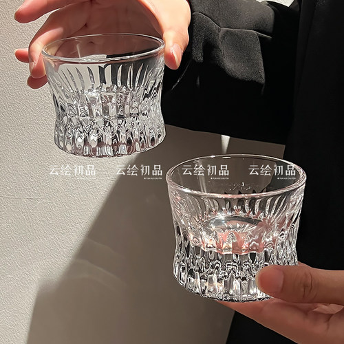 高颜值高级水晶钻纹杯家用聚会白酒烧酒威士忌玻璃小酒杯冷饮