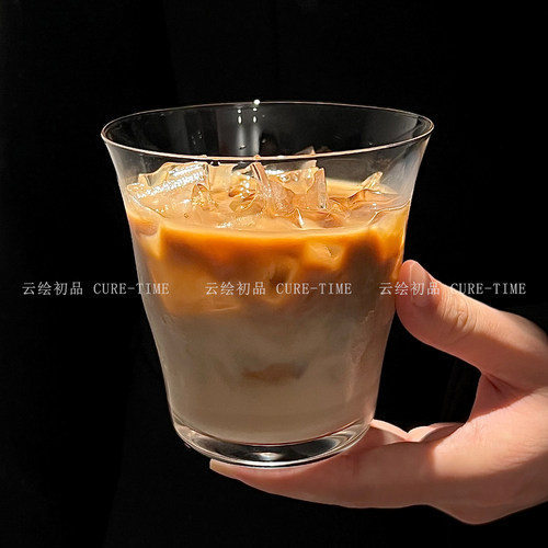 ins简约玻璃水波拿铁咖啡杯