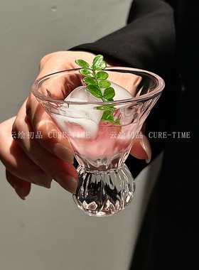 创意复古宝石纹玻璃迷你果酒杯精致高脚甜酒杯高颜值小酒杯一口杯