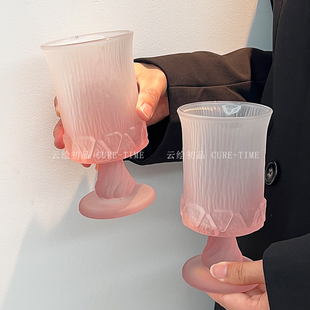 宫廷风高脚杯小众设计红酒玻璃杯浮雕果酒杯威士忌酒杯果汁杯 法式