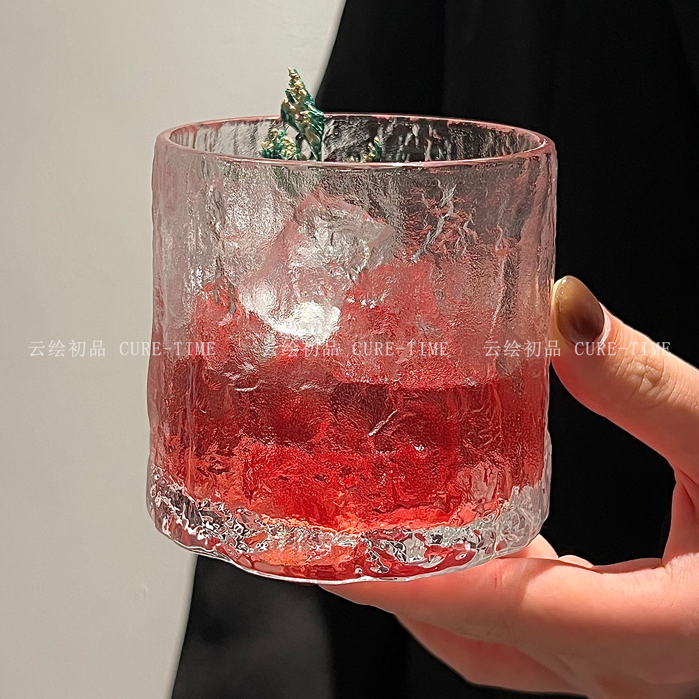 轻奢法式冰川纹玻璃威士忌酒杯家用个性鸡尾酒杯啤酒杯套装高级感