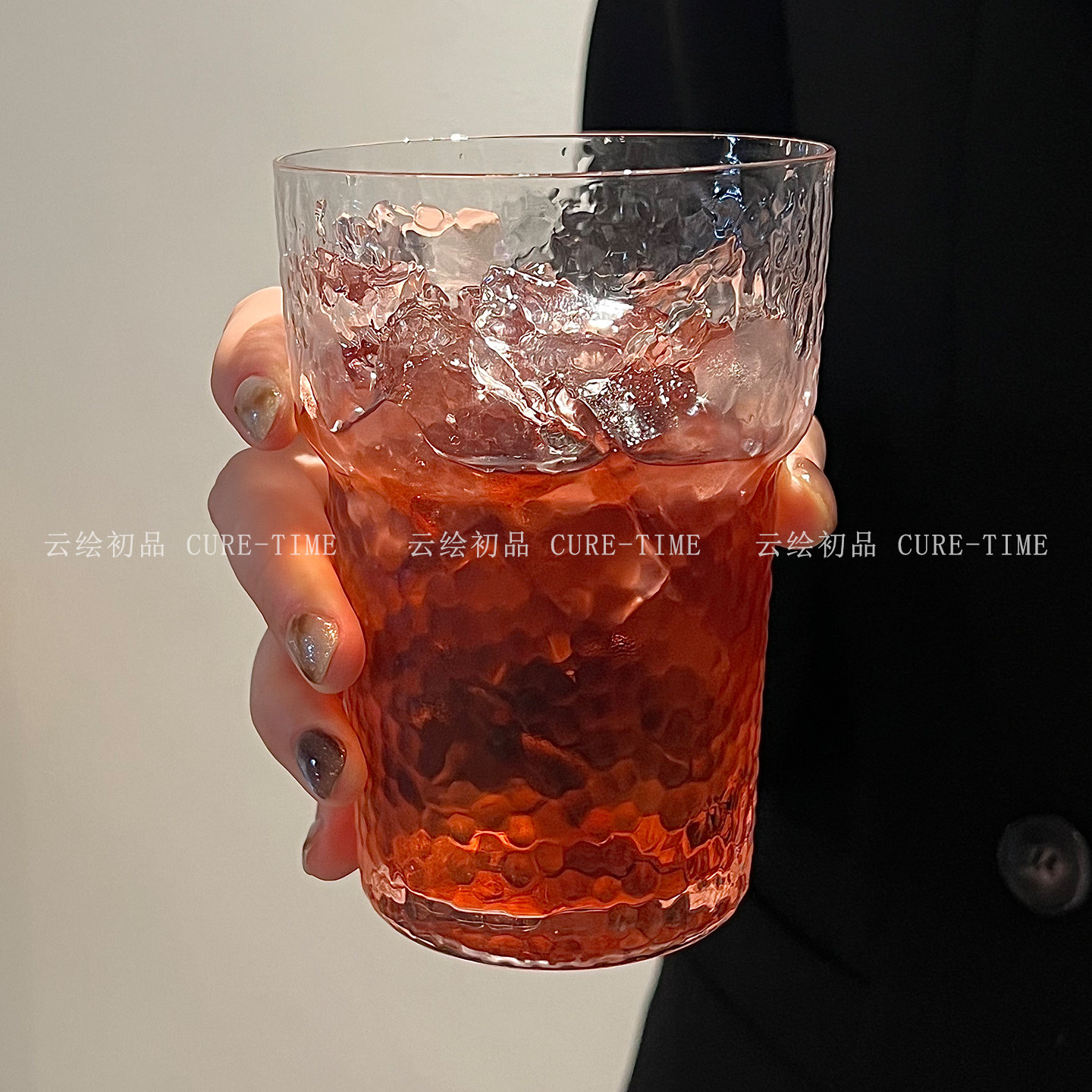 宽口薄款小众艺术感玻璃鸡尾酒杯果汁冷饮杯特调茶饮品杯甜品杯
