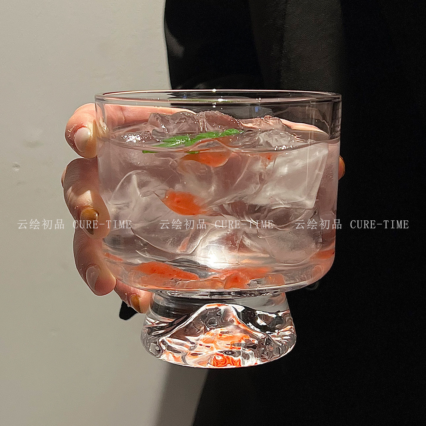 中古观山底透明玻璃矮脚杯小众高颜值威士忌酒杯洋酒杯冷饮咖啡杯图片