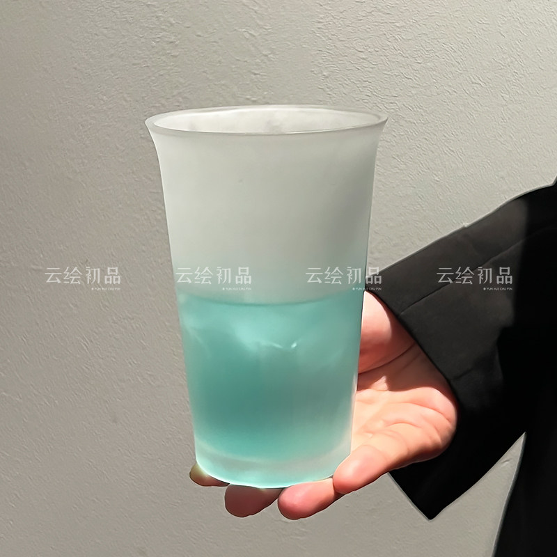 小众ins风简约玻璃杯磨砂喝水杯牛奶咖啡客厅家居夏季果汁啤酒杯