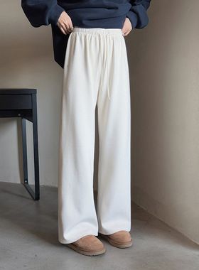 Tania 抽绳直筒休闲裤女装25冬季韩系高腰阔腿裤加绒裤百搭长裤