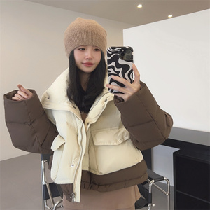 Tania 3色 90白鸭绒拼色羽绒服冬季韩版长袖立领面包保暖羽绒服女