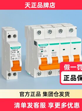 TENGEN天正 TGBK-63空气开关小型断路器1P2P单相3P电闸63A家用
