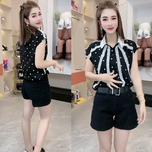 宽松显瘦设计感无袖衬衫上衣
