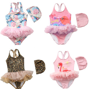 INS儿童泳衣女女童连体可爱宝宝游泳衣芭蕾裙纱纱裙式 小公主泳装