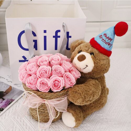 情人节礼物板栗熊香皂花玫瑰